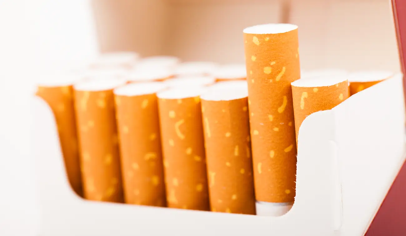 Laser perforation of cigarette mouthpiece paper.